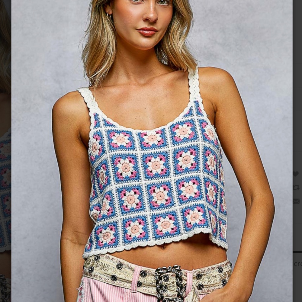 🌼 POL “ Tammy ”  POL Sleeveless Crochet Tank Top 26